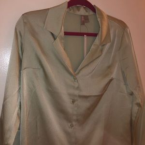 Light green satin blouse with tags size 2